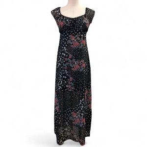 Whimsygoth Cottage Core Sz M Floral Romantic Dark Fairy Stitch & Pine Dress